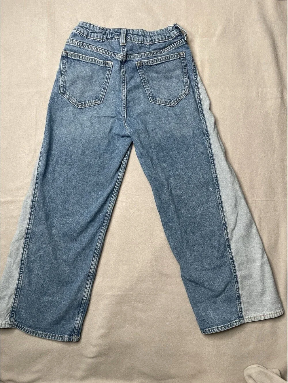 Gap Kids High Rise Wide-Leg Ankle Jeans adjustable waist Two-toned Sz 12